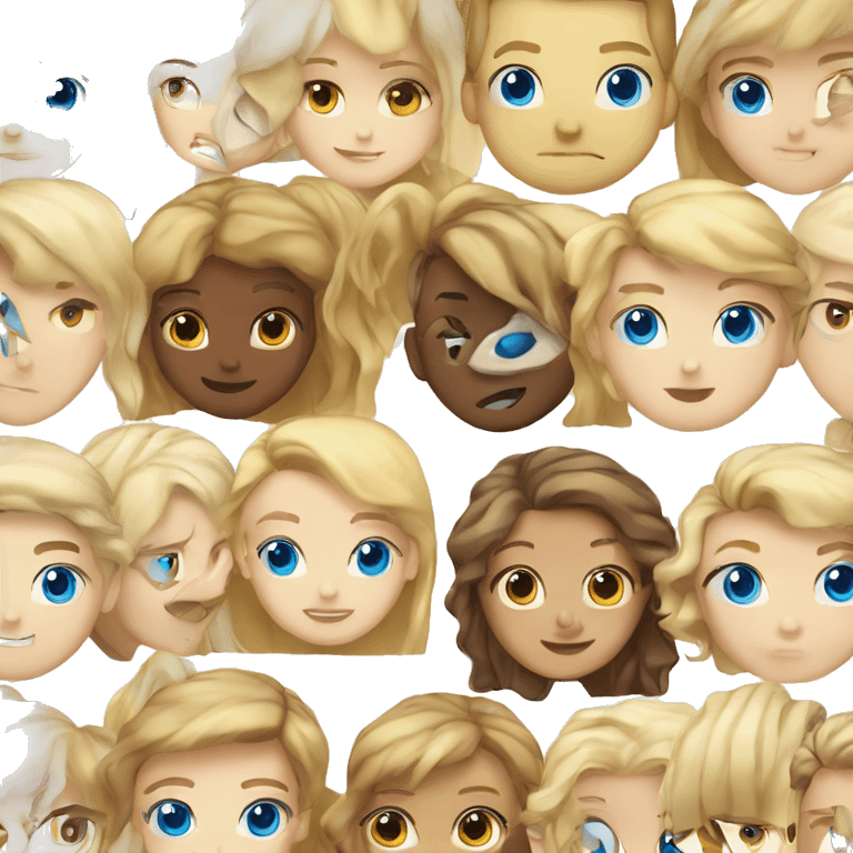 blonde hair blue eyed boy and brown hair brown eyed girl emoji