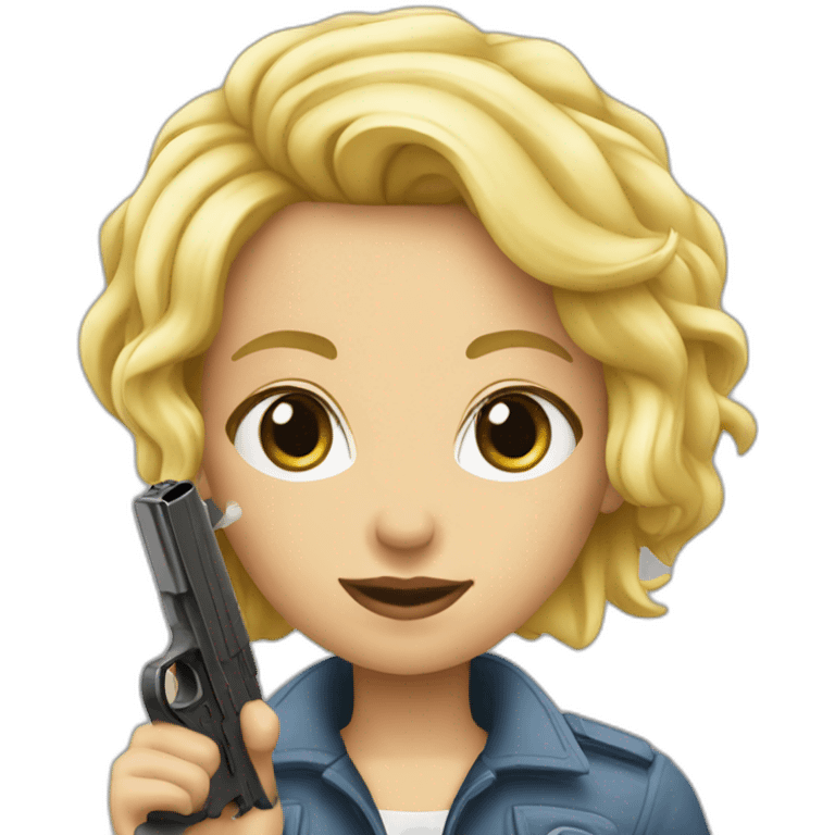 Une blonde avec un pistolet  emoji