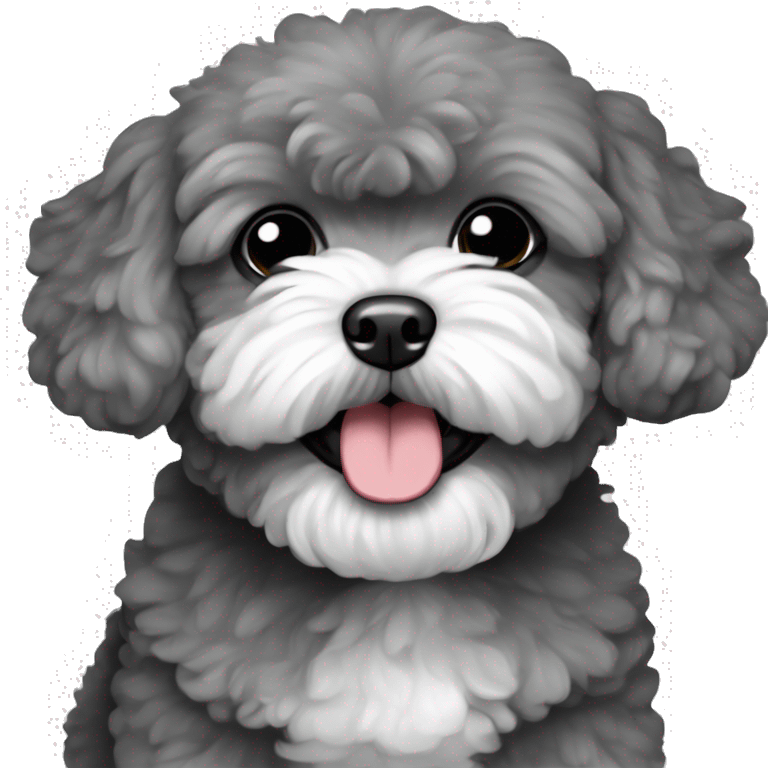 Charcoal gray maltipoo with closed mouth emoji