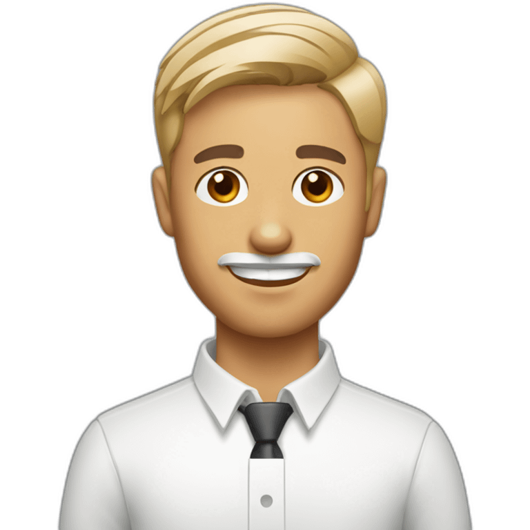 Man with modern hair cut with jack russell terrier dog emoji