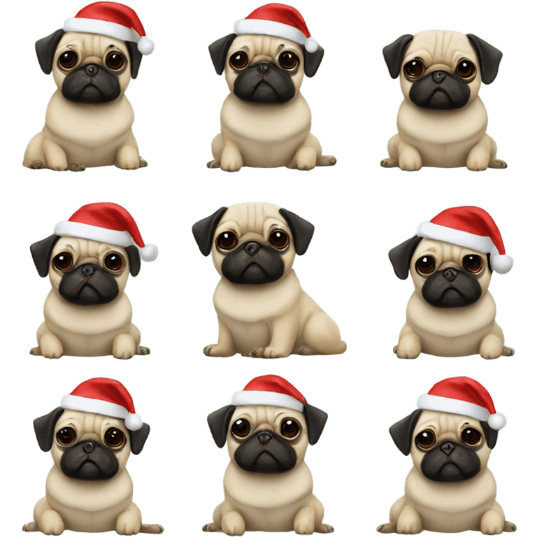 Pug wearing a Santa hat emoji