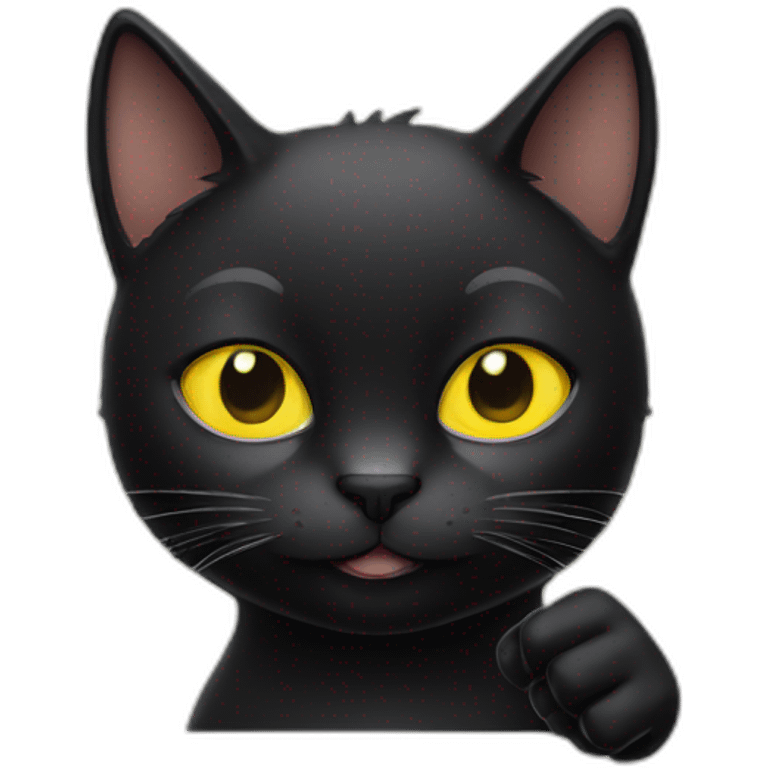 Black cat with yellow eye thumbs up emoji