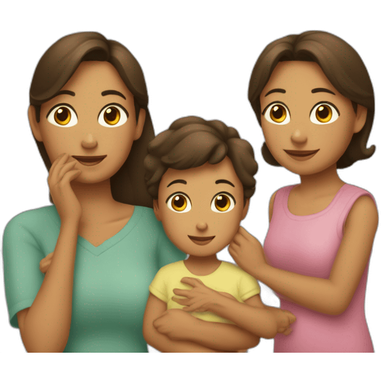 Mamá y sus dos hijas una menor y otra mayor emoji