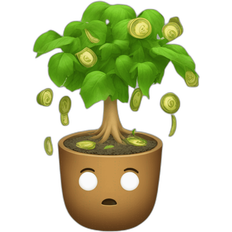 Baby brown jellyfish planting money tree emoji