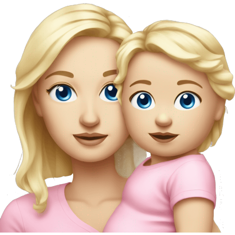 blue eyed blonde mom and newborn girl realistic pink emoji