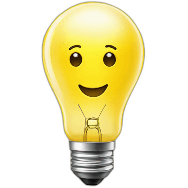 yellow lightbulb with a happy face  emoji