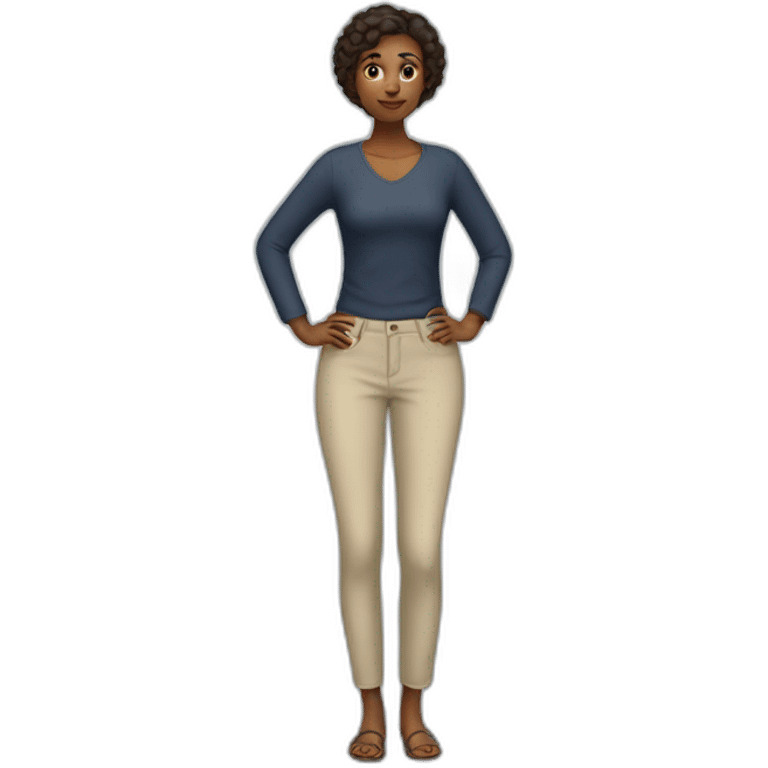 Full body picture of woman with hand on hip emoji