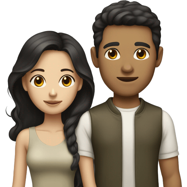 Dark hair olive skin woman and dark hair pale skin man emoji