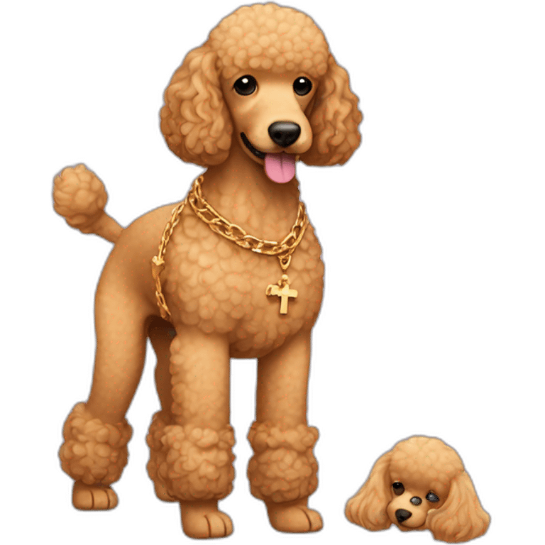 Light Brown golden poodle with Jesus chain emoji