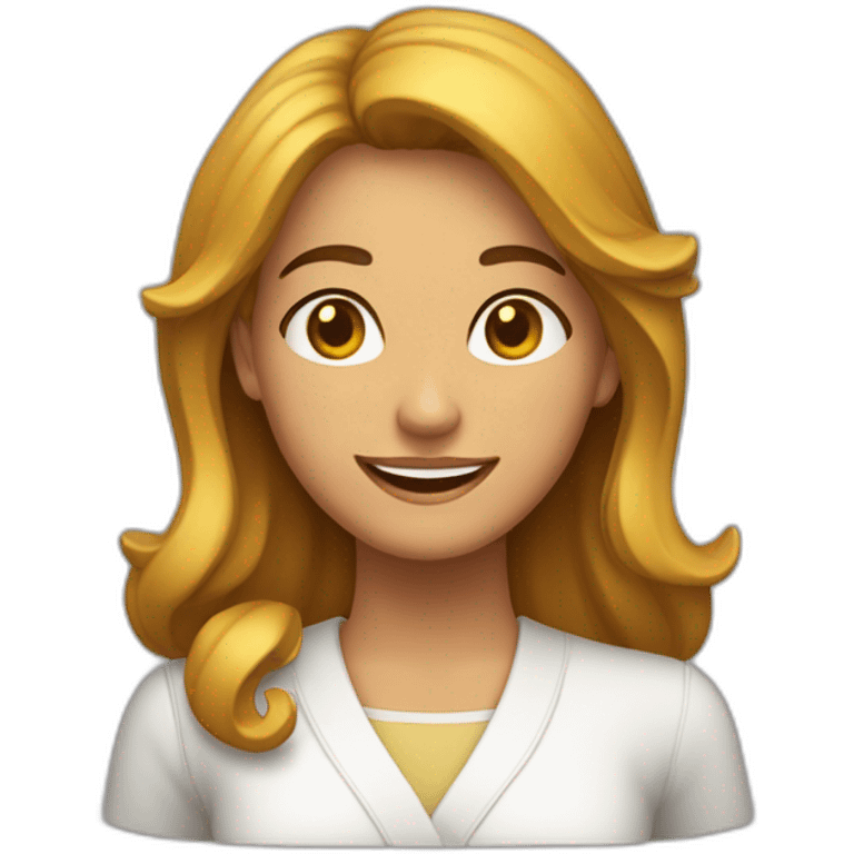 mujer blanca con una coleta lata muy sonriente emoji