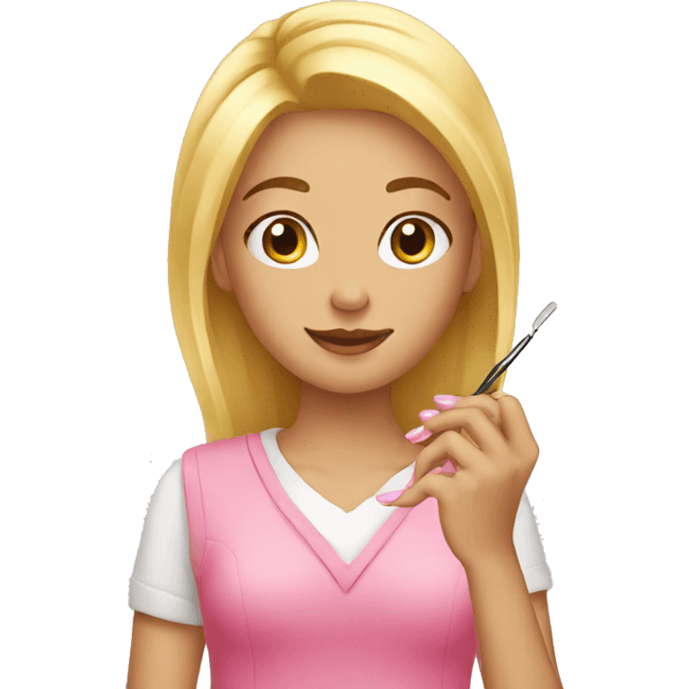 blond girl doing her nails emoji