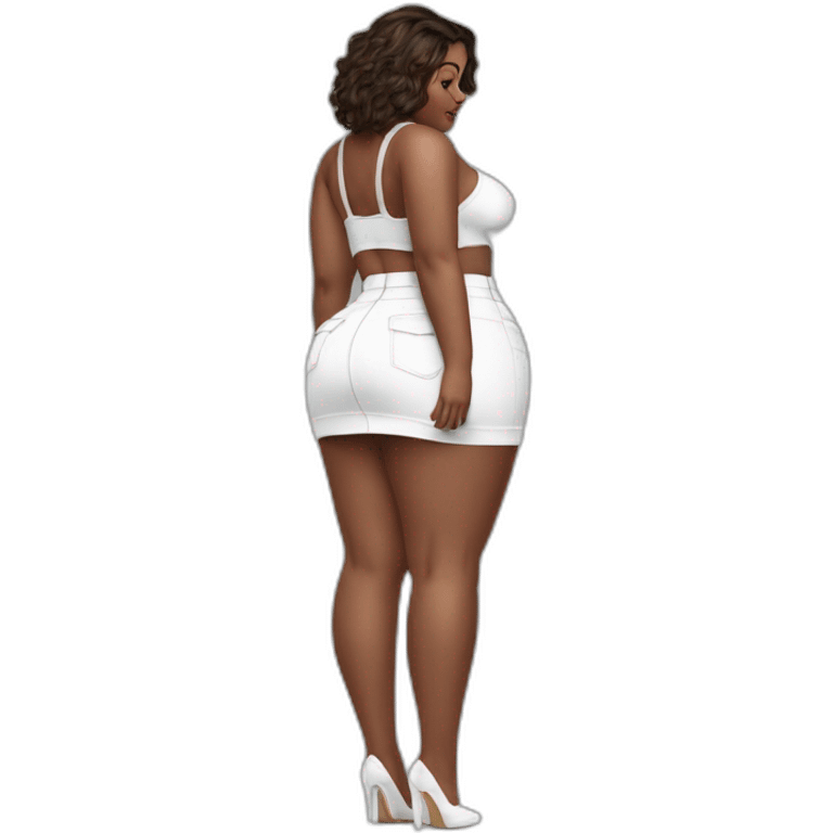 full-body-curvy-beauty-in-a-short-wide-skirt-hurricane-white-knickers rear view emoji