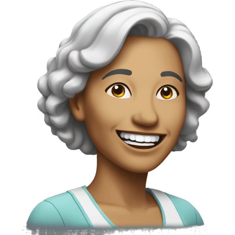 middleaged woman smiling with tilted head emoji