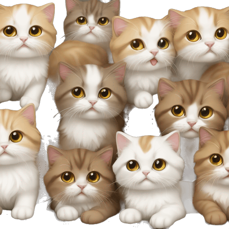 Group of Persian kittens, some brown and white and some golden emoji