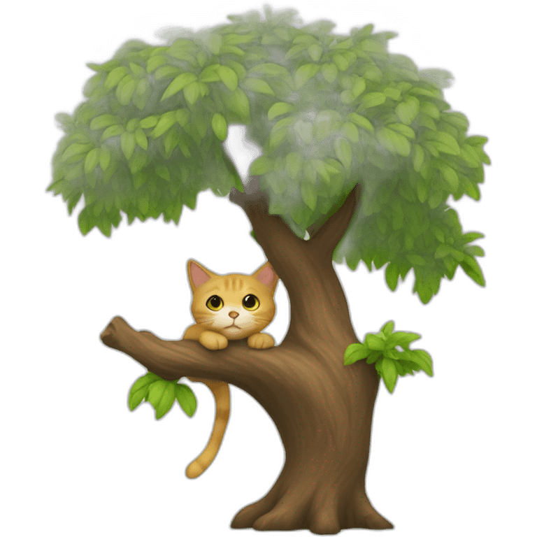 Un chat sur un arbre emoji