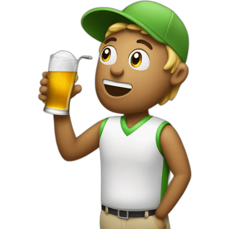 Golfer drinks beers emoji