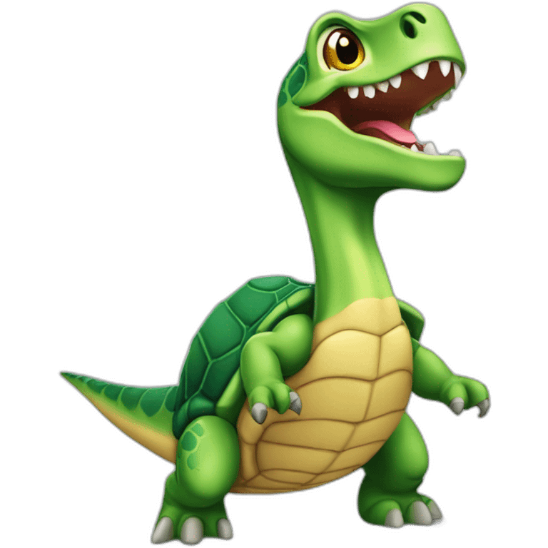 Tortue sur dinosaure emoji