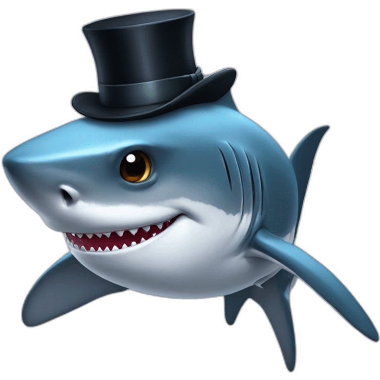 Shark with a top hat emoji