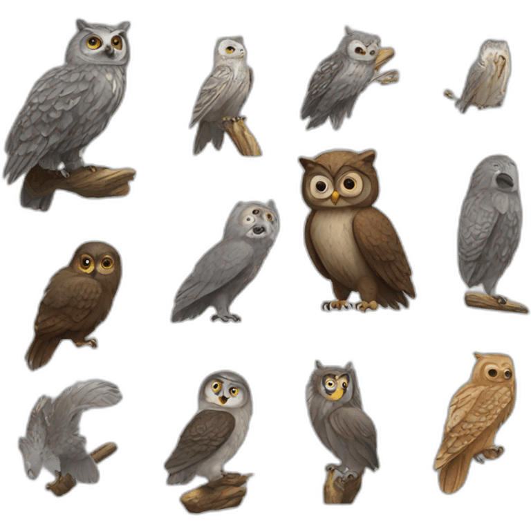 old gray feathers bear owl emoji