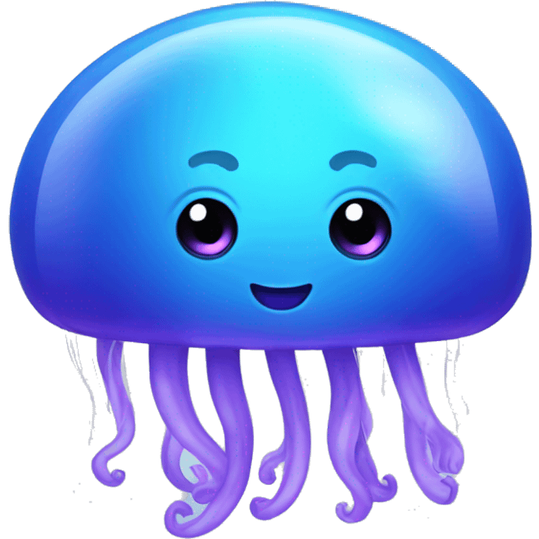 A cute blue and purple jellyfish with face emoji