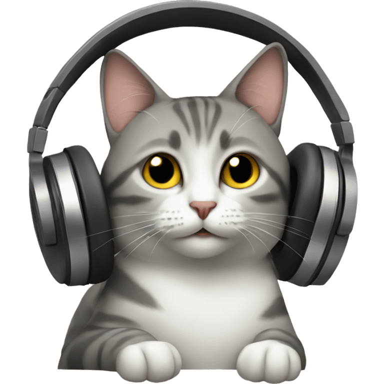 cat listening music emoji