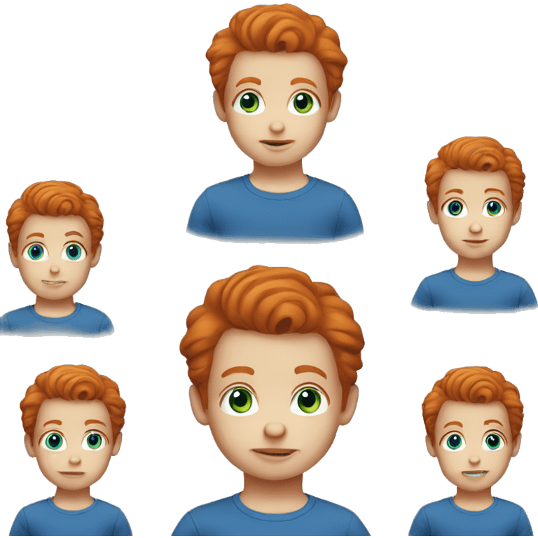 Red haired white toddler boy blue eyes emoji