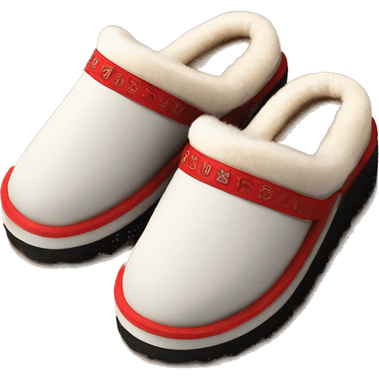 Ugg tazz platform slippers with red details on the edge emoji