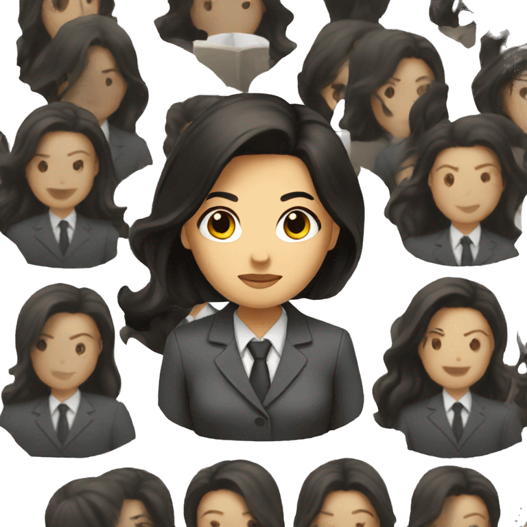 Female defense attorney with long black hair with brown suit emoji