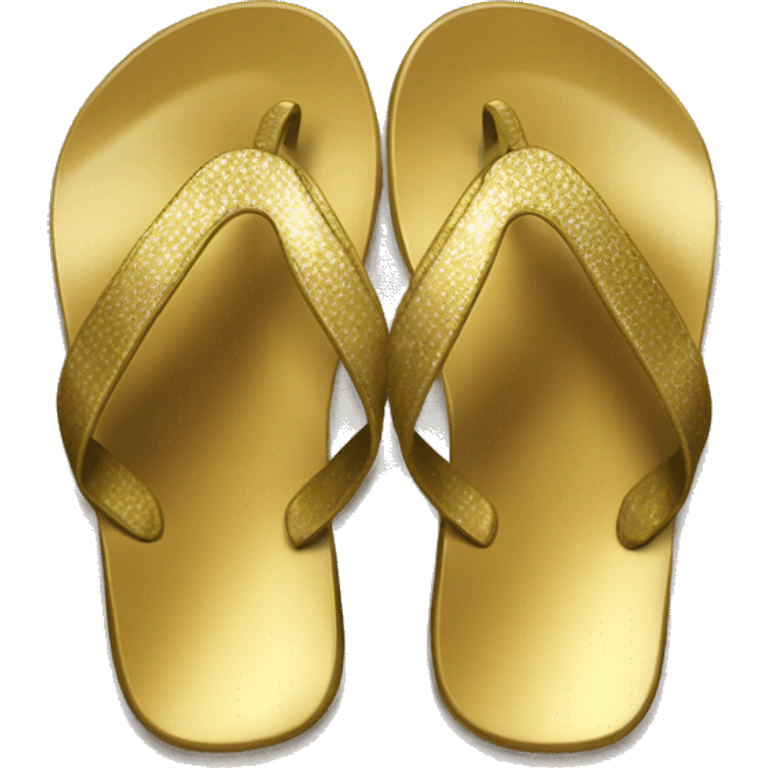 Realistic metallic gold flip flops. emoji