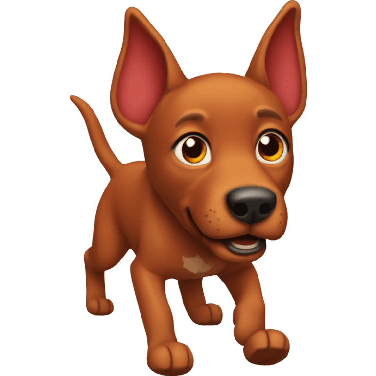 solid red dog with pointed ears running emoji