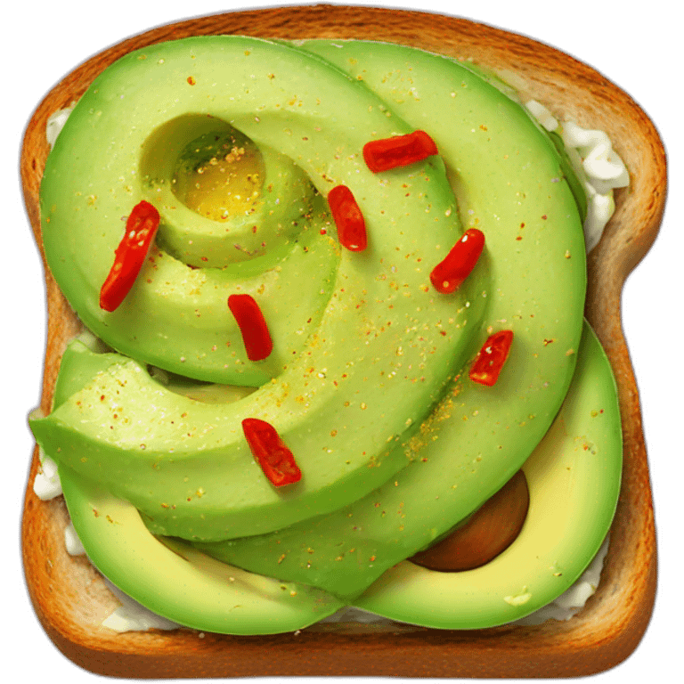 Avocado toast with chilli flakes and salt on top emoji