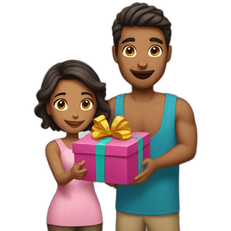 latin couple opening gift emoji