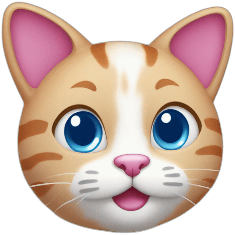 Pink cat with blue eyes and smile emoji