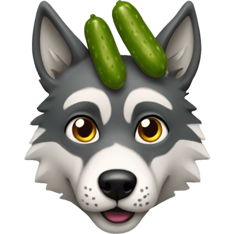 Wolf head with a pickle Body emoji