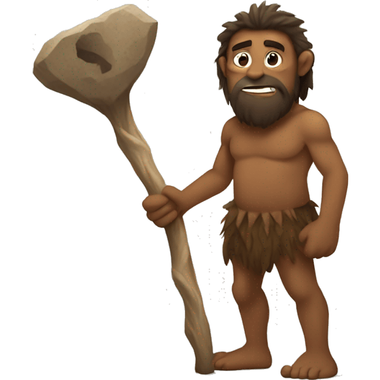 elon mus as a cave man with stick emoji