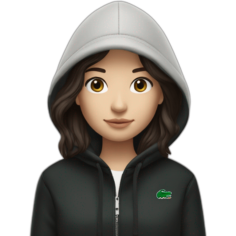 Lacoste bag brunette girl with black lacoste hoodie emoji