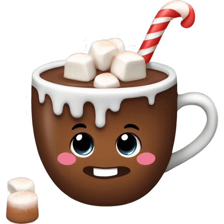 Hot chocolate with marshmallows in a Christmas mug emoji