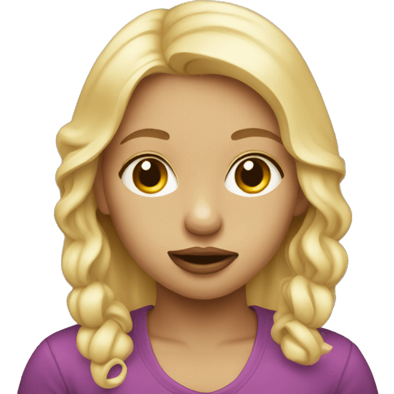 Blonde girl with a pacifier emoji