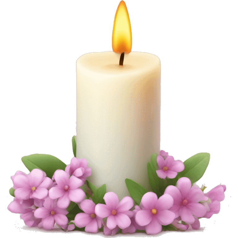 Spring candle with flowers  emoji