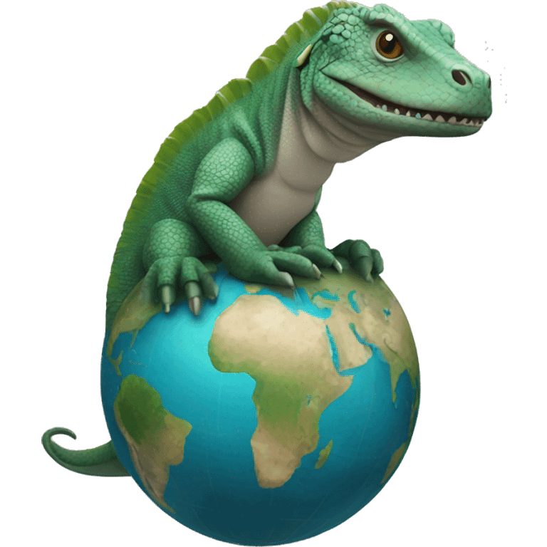 A komodo holding a world globe emoji