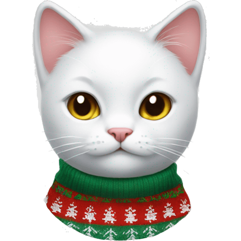 white cat with christmas sweater  emoji