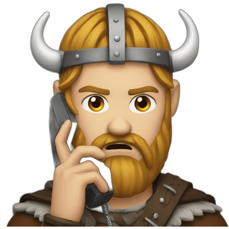 Sad Viking on phone emoji