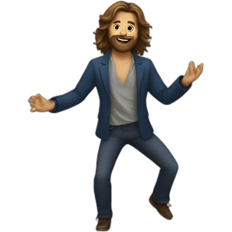 Man long hair and beard beard dancing emoji