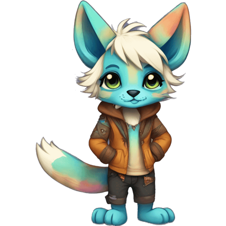 Cool cute Kawaii edgy colorful anthro fantasy animal fursona by griffsnuff & LiLaiRa & Falvie full body emoji