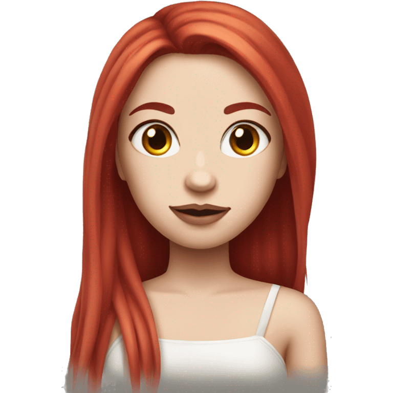 Mega Beautiful girl with white skin, long straight red hair and arms tattoos emoji