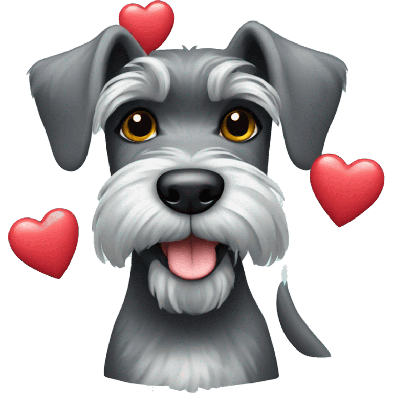 Schnauzer with hearts emoji