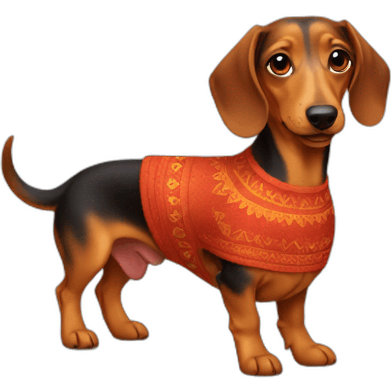 Cute Lady fire Dachshund with chilean dress emoji