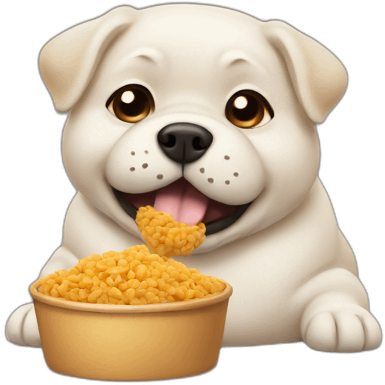 chubby dog eating food emoji