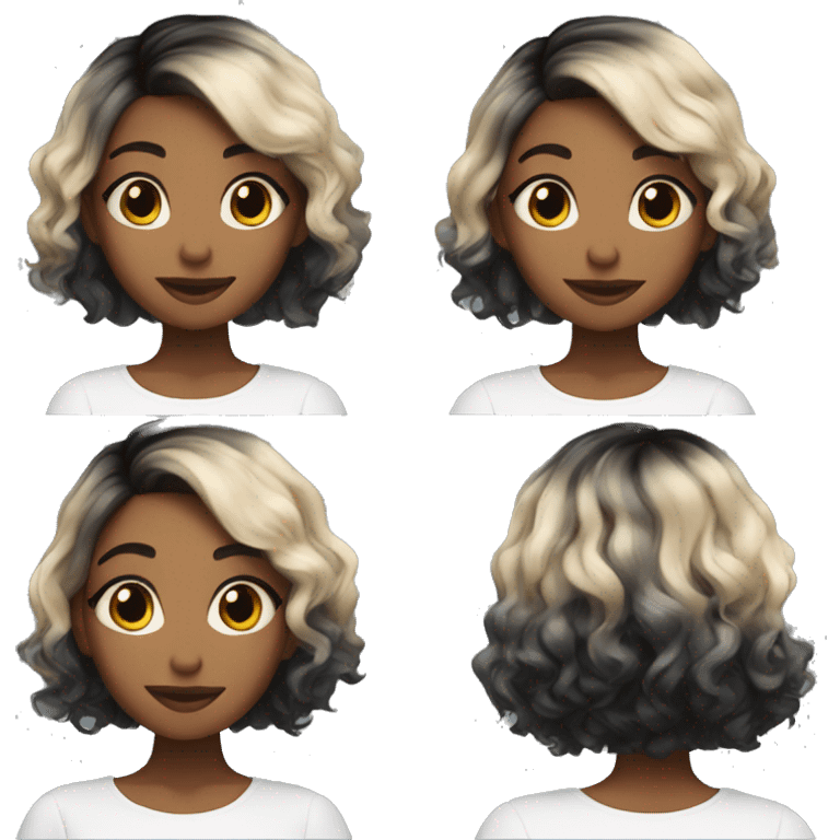 cute girl short hair with balayage black and blond color emoji