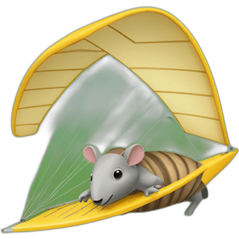 an armadillo hang-gliding emoji